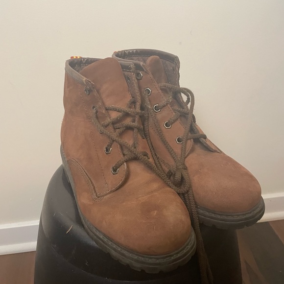 Vintage Nine West Leather Lace-Up Hiking Boots, Brown Nubuck,  Size 6 - Picture 1 of 6